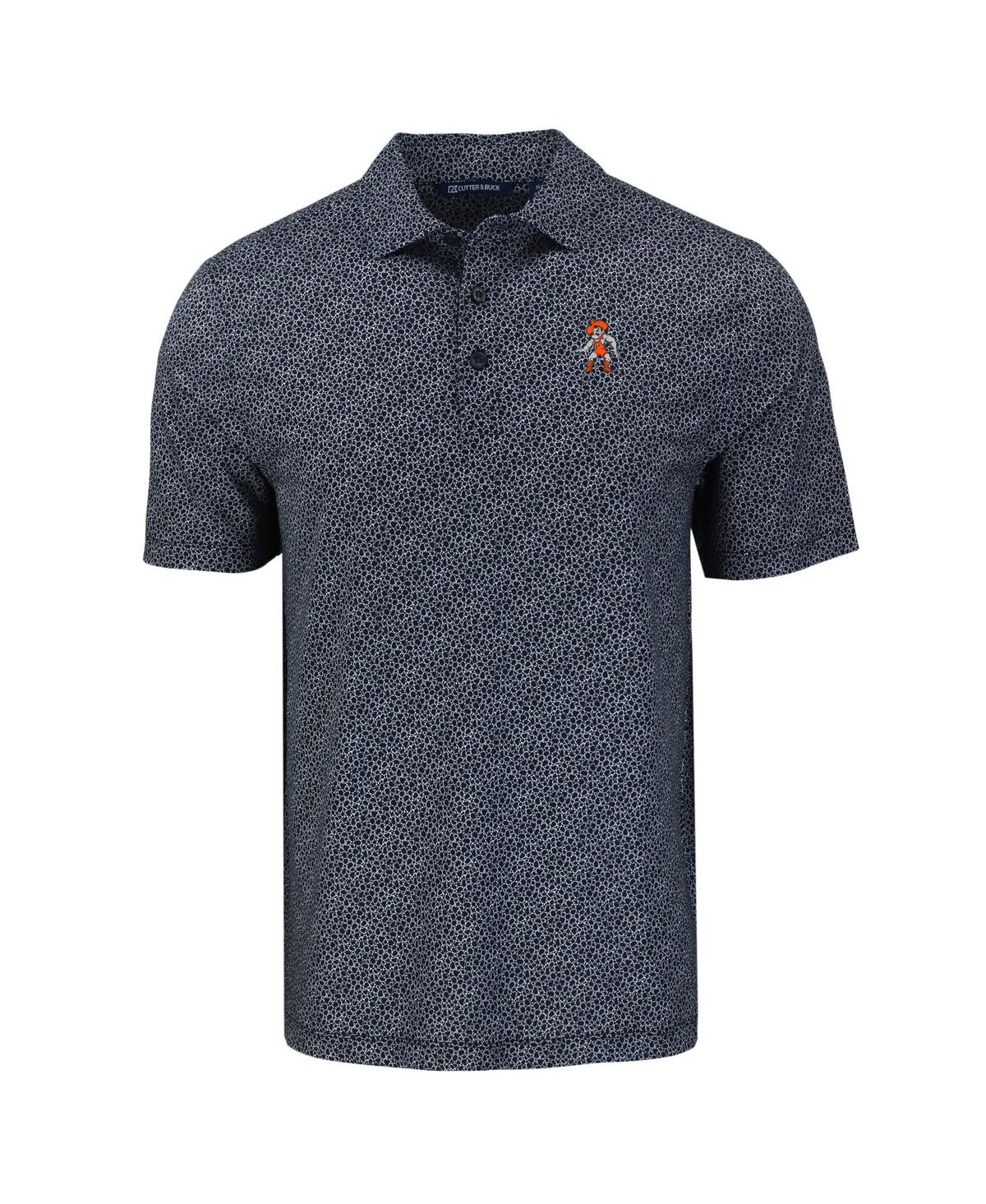 Cutter & Buck Men's Black Oklahoma State Cowboys Pike Eco Pebble Print Stretch Polo In Black,white