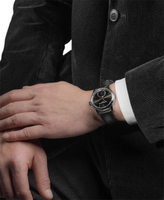 Men's Swiss Automatic Classic Date Manufacture Black Leather Strap Watch 40mm