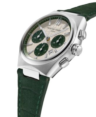 Men's Swiss Automatic Chronograph Highlife Green Leather Strap Watch 41mm