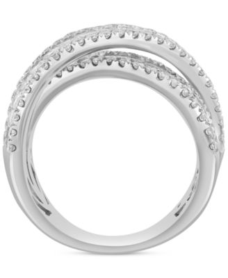 EFFY&reg; Lab Grown Diamond Baguette & Round Crossover Statement Ring (5-1/10 ct. t.w.) in 14k White Gold