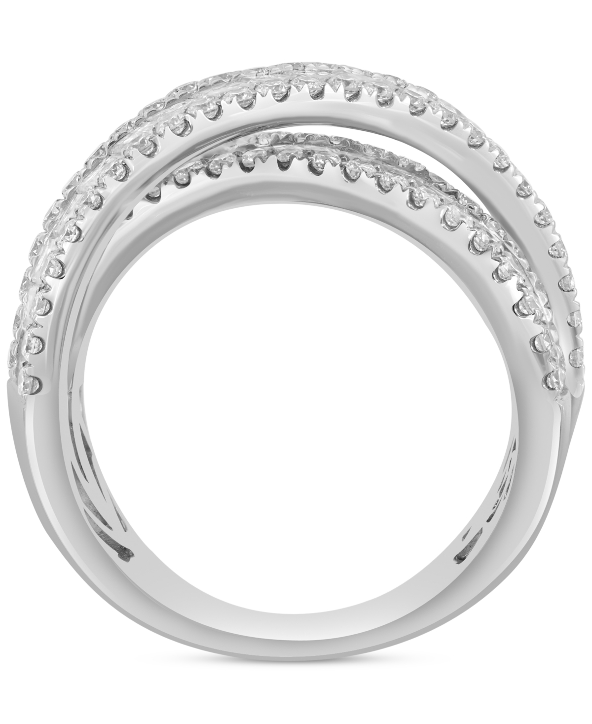 Effy Lab Grown Diamond Baguette & Round Crossover Statement Ring (5-1/10 ct. t.w.) in 14k- White Gold