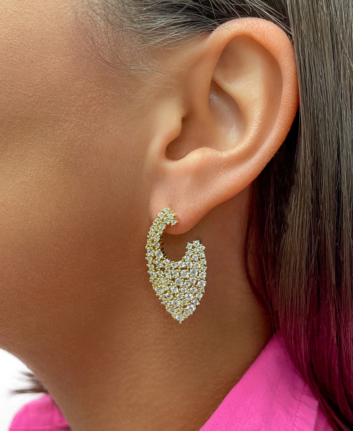 Sterling Forever Priscilla Cubic Zirconia Statement Stud Earrings In Gold