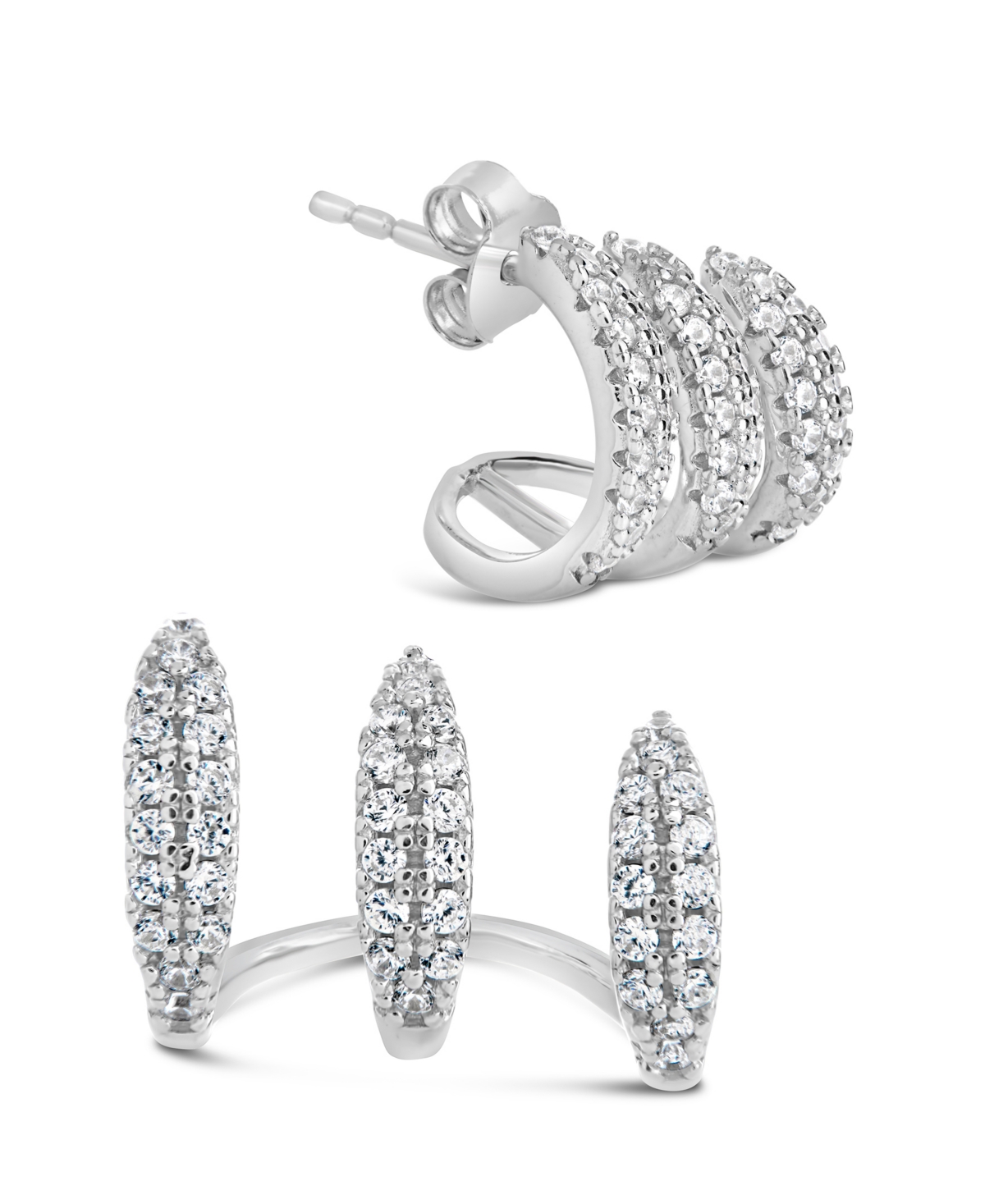 Sterling Forever Nicolette Cubic Zirconia Cuff Stud Earrings In Silver