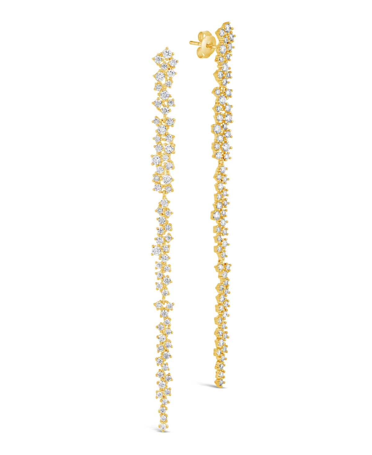 Sterling Forever Audrina Cubic Zirconia Linear Drop Earrings In Gold