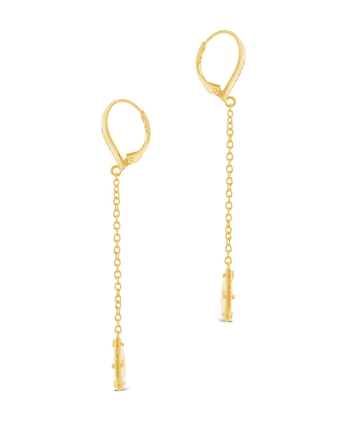 Sterling Forever Rose Petal Long Drop Earrings In Gold,malachite
