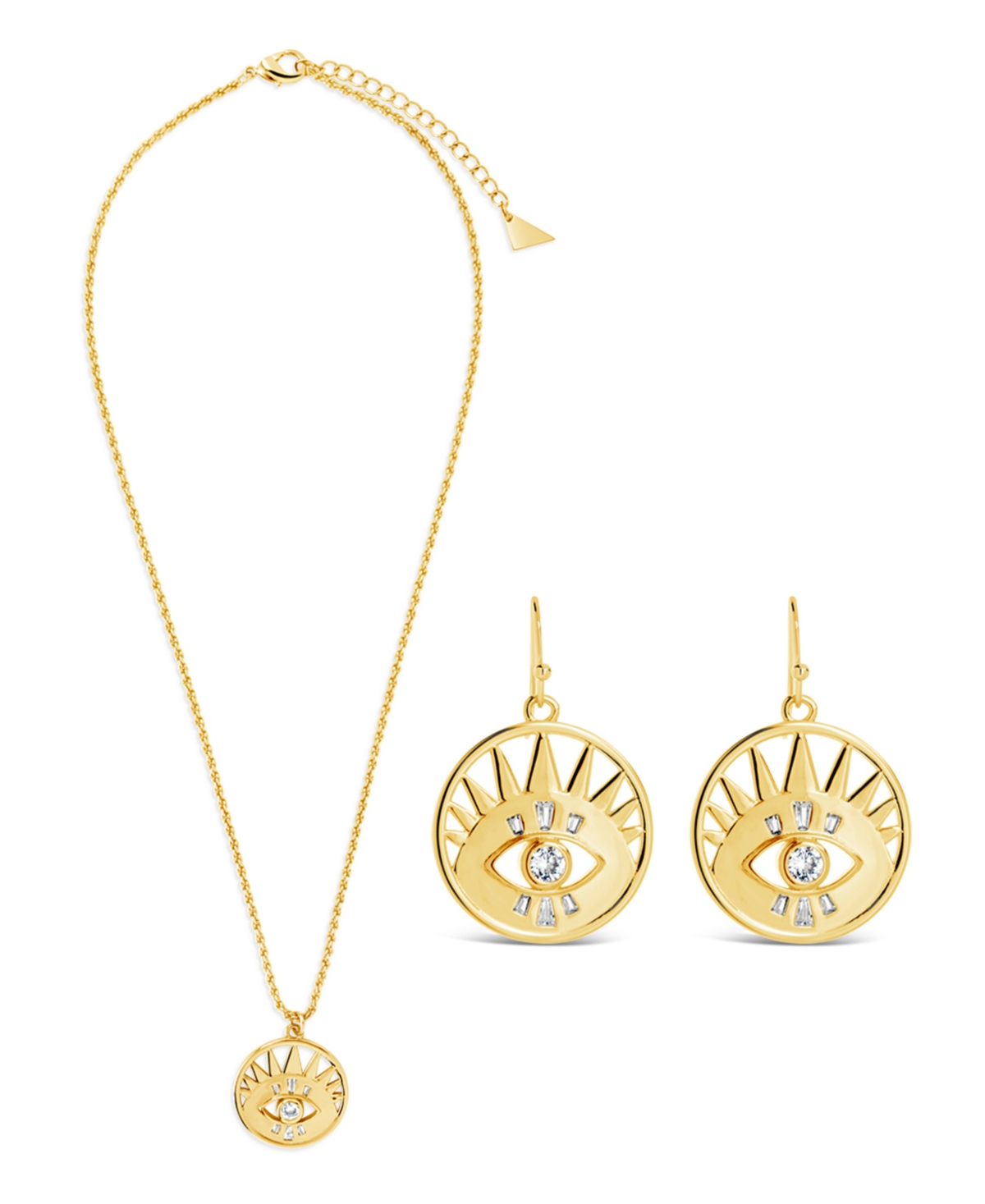 Sterling Forever Cubic Zirconia Evil Eye Dangle Earring Necklace Set In Gold