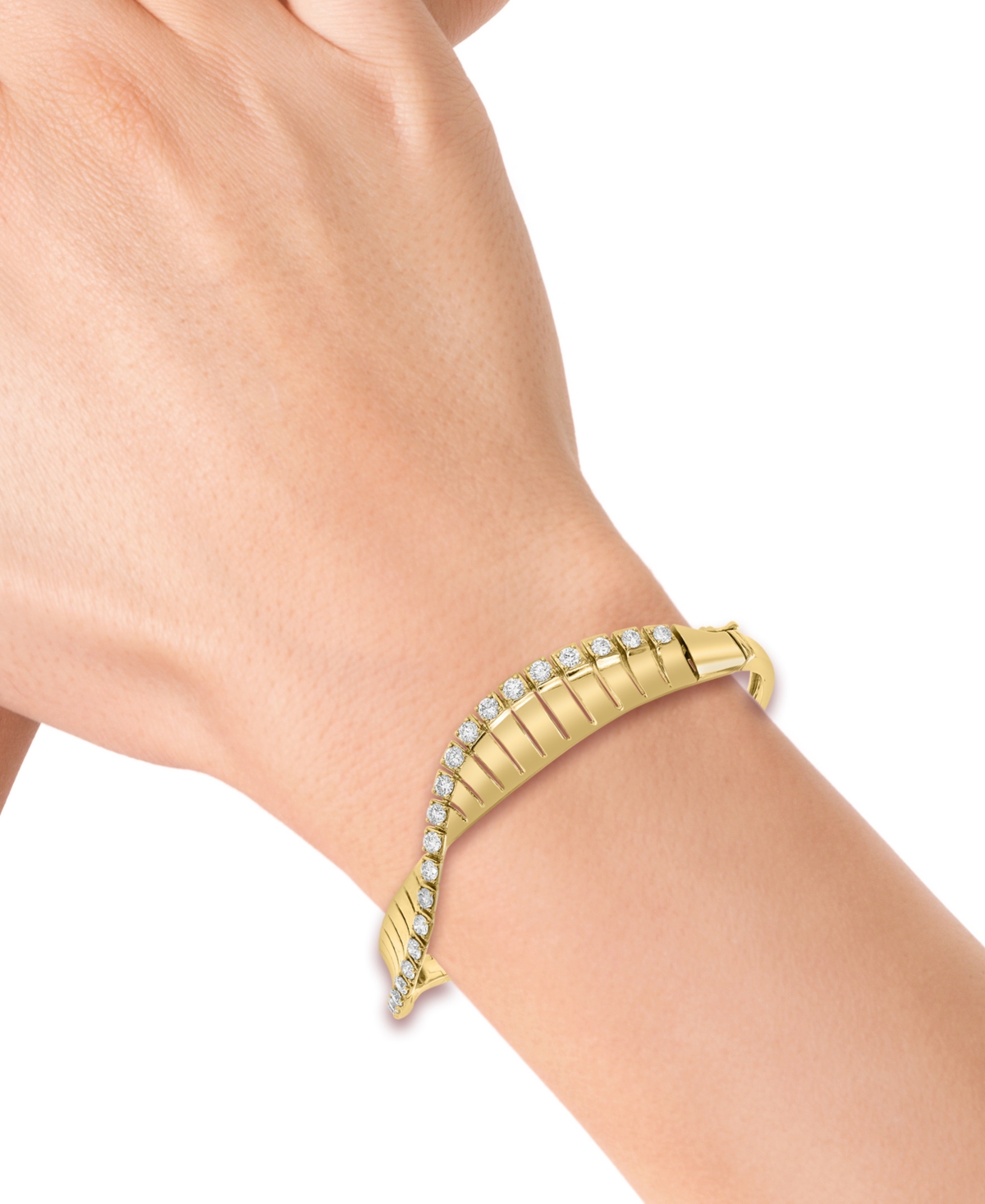 Effy Collection Effy Diamond Wave Bangle Bracelet (1-1/4 Ct. T.w.) In 14k Gold In Yellow Gold