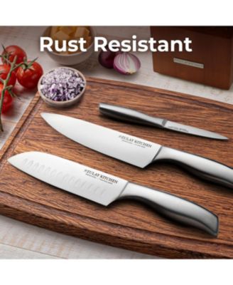 15 Piece Stainless Steel Knife Set with Block and Sharpener