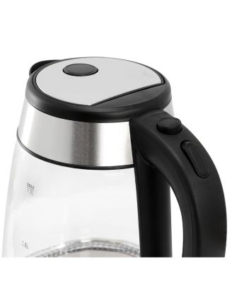 1.7 Quart Glass and Stainless Steel Electric Tea Kettle in Silver