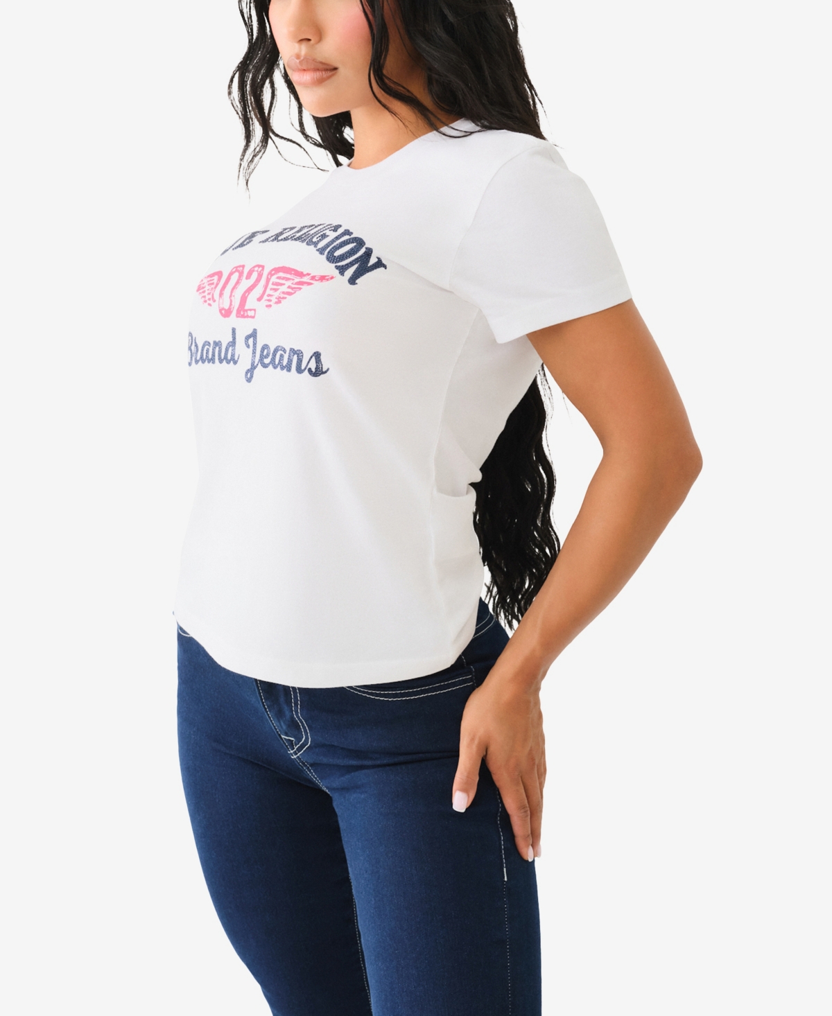 True Religion Women's Crystal Arched Logo Tee