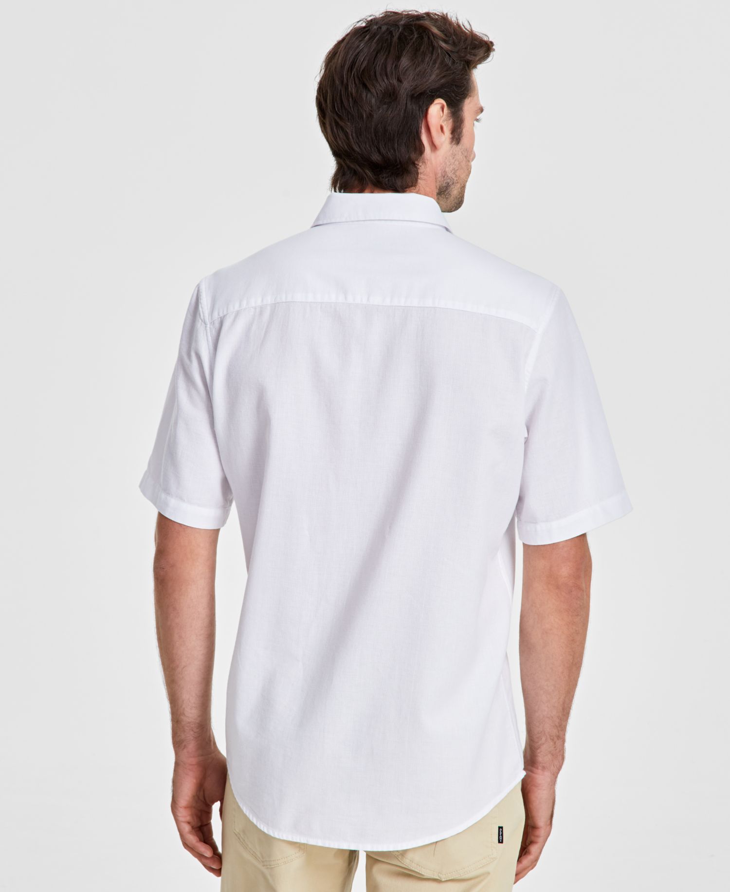 Men's Short-Sleeve Solid Textured Shirt