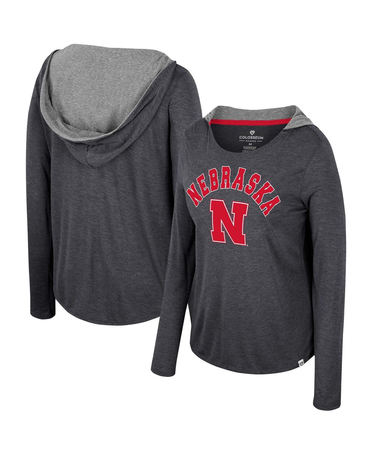 Colosseum Women's Nebraska Huskers Distressed Heather Long Sleeve Hoodie T-Shirt