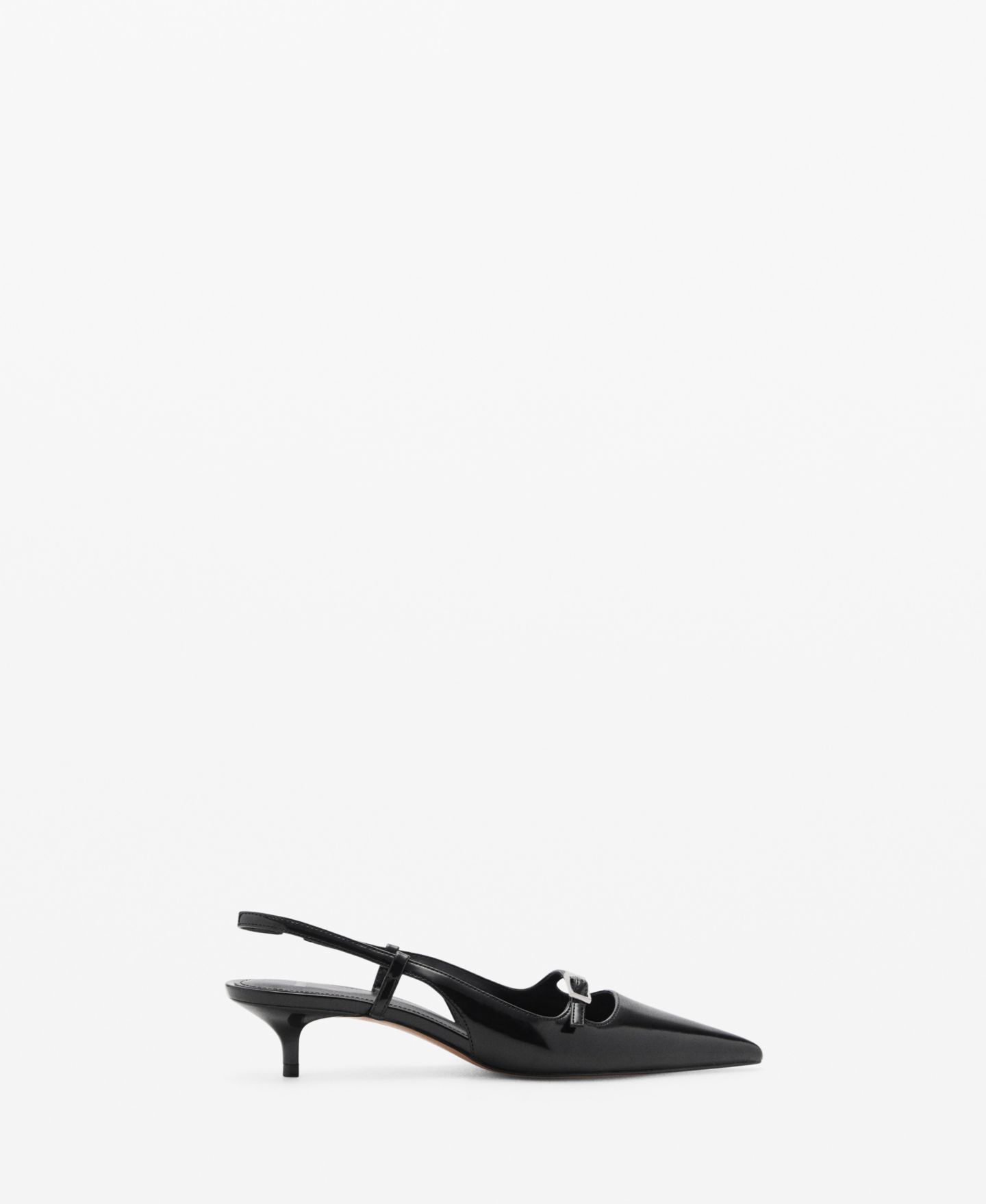 Обувь Mango Women's Buckle Detail Slingback Heeled, цвет: Чёрный — фото 5