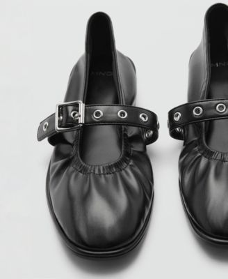MANGO Women's Round Toe Buckle Ballerinas