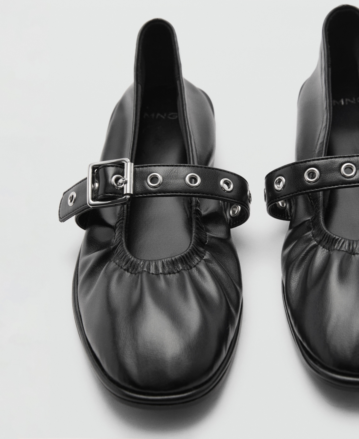 Mango Round-toe Ballerina Shoes With Buckle Gold In Gold