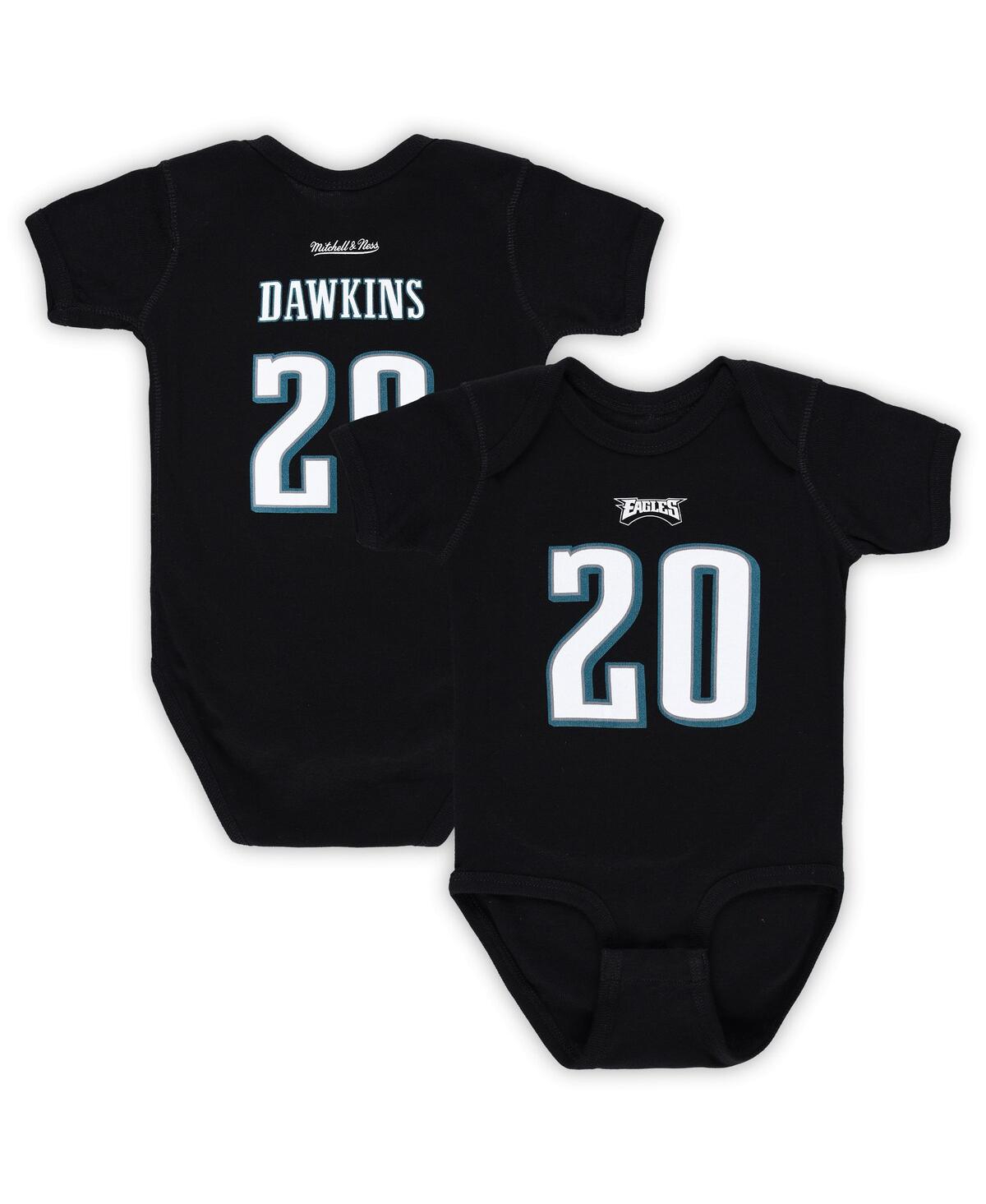 MITCHELL & NESS INFANT BRIAN DAWKINS BLACK PHILADELPHIA EAGLES MAINLINER RETIRED PLAYER NAME & NUMBER BODYSUIT 