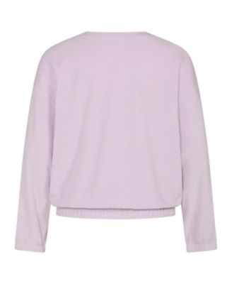 Big Girls Long Sleeve Rib Velour Crewneck Pullover Sweatshirt