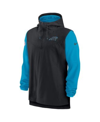 Men's Black/Blue Carolina Panthers Sideline Player Quarter-Zip Hoodie