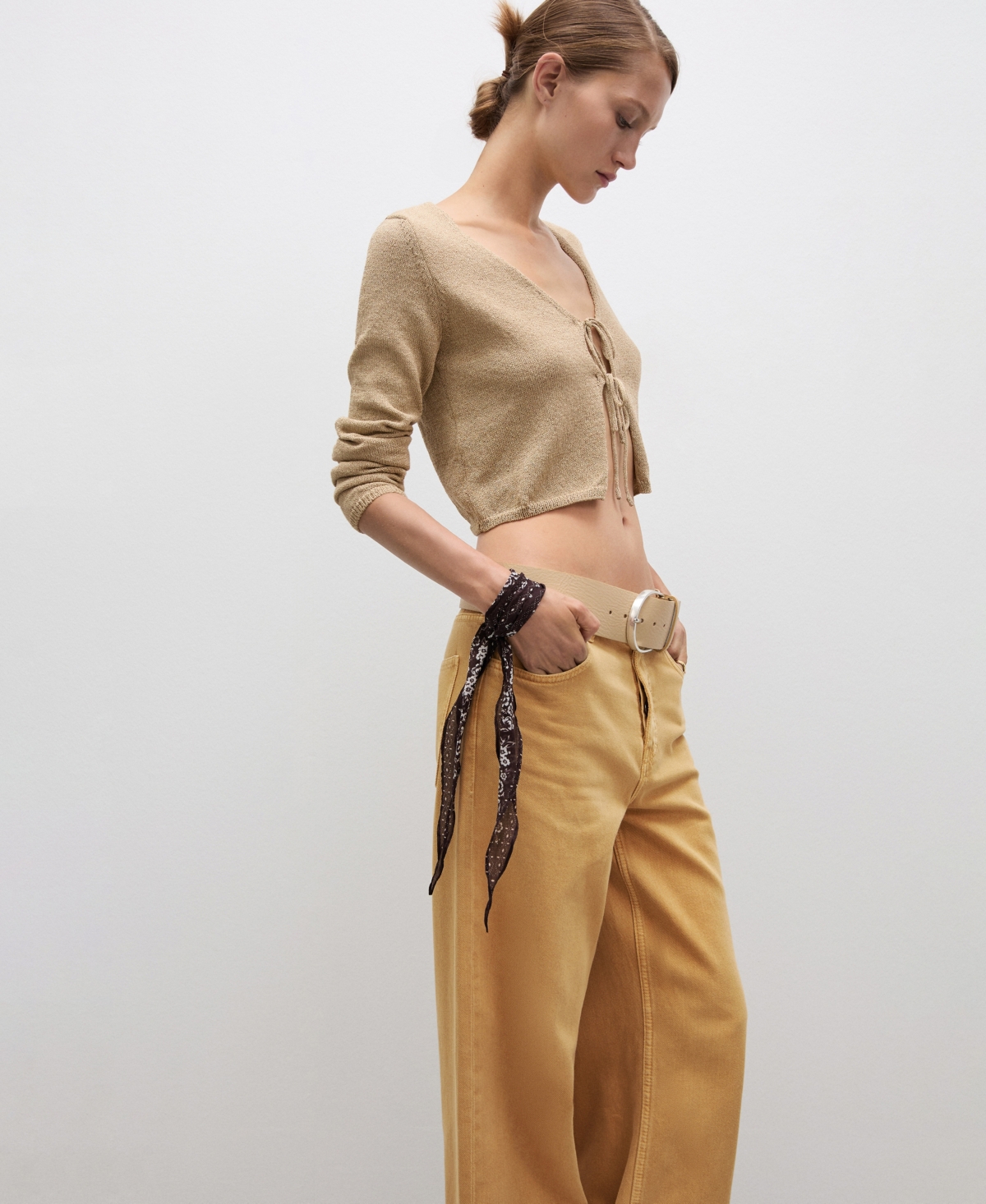 Mango Women's Wide Leg Mid-Rise Jeans