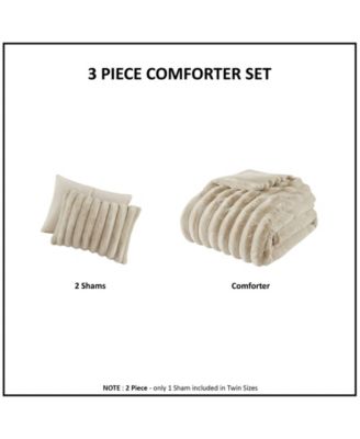 Jasmine Faux Fur Reverse to Velvet 3-Pc. Comforter Set, Full/Queen
