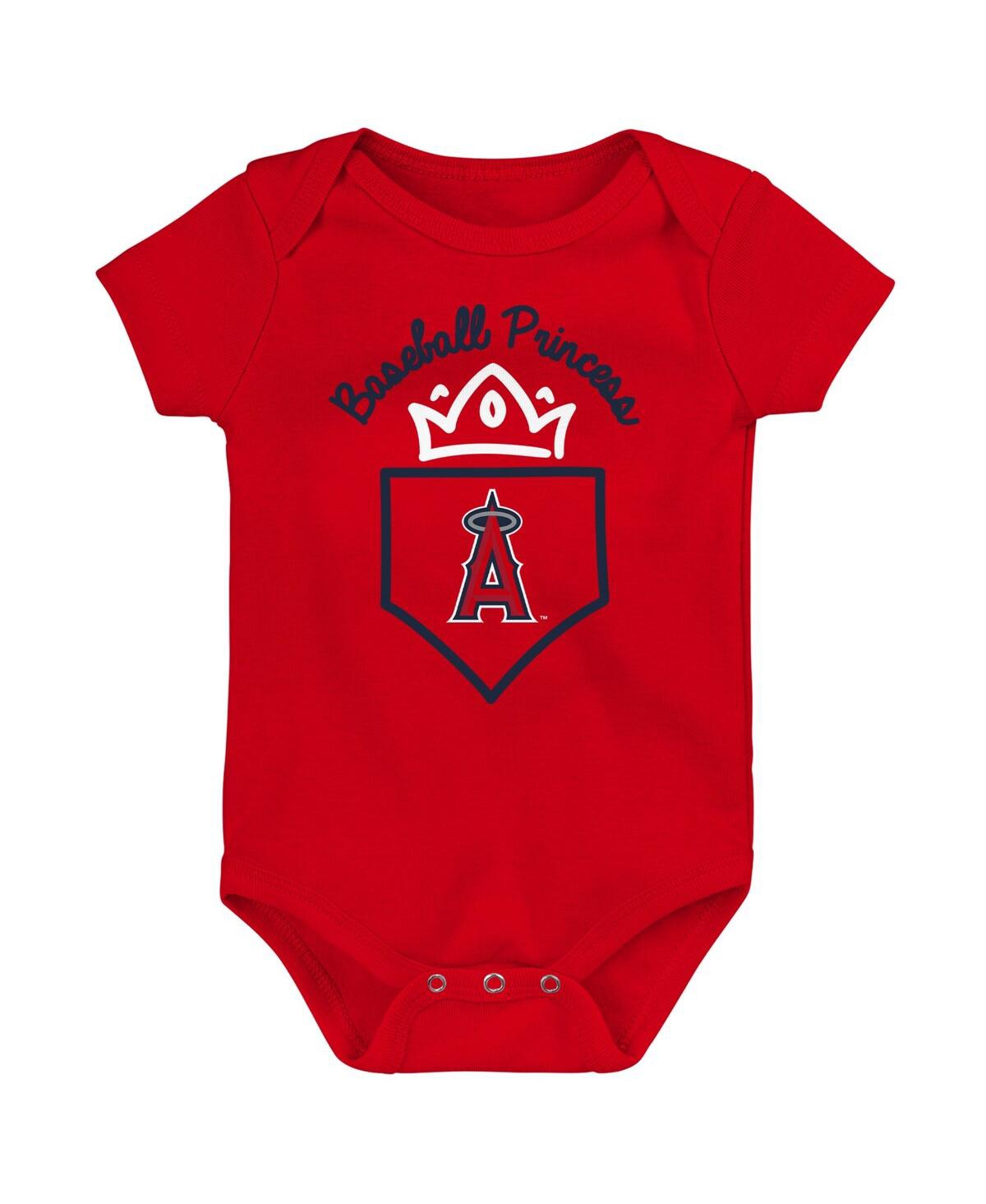 Outerstuff Baby Girls Fanatics Los Angeles Angels 3-pack Home Run Bodysuit Set In Multi