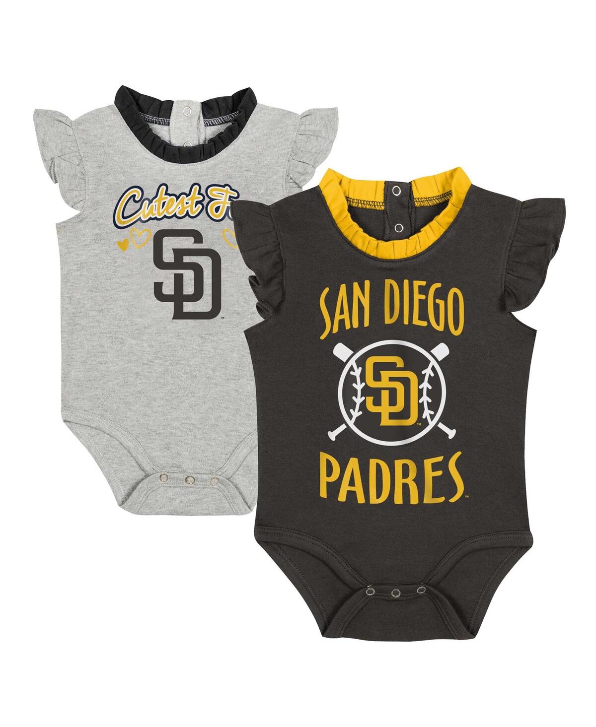 Outerstuff Baby Fanatics Brown/gray San Diego Padres Two-pack Fan Bodysuit Set In Multi