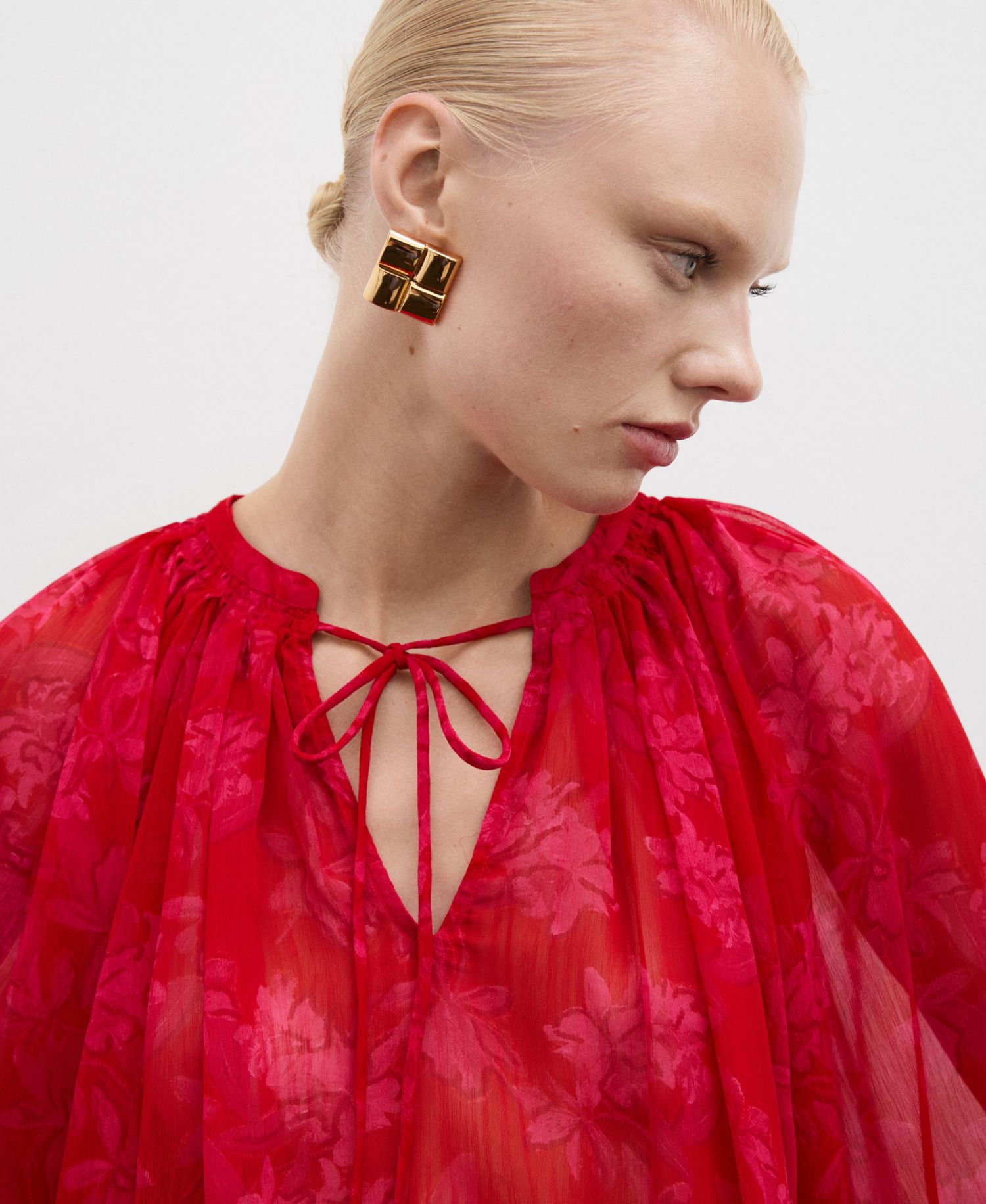 Women's Semi-Transparent Floral-Print Blouse