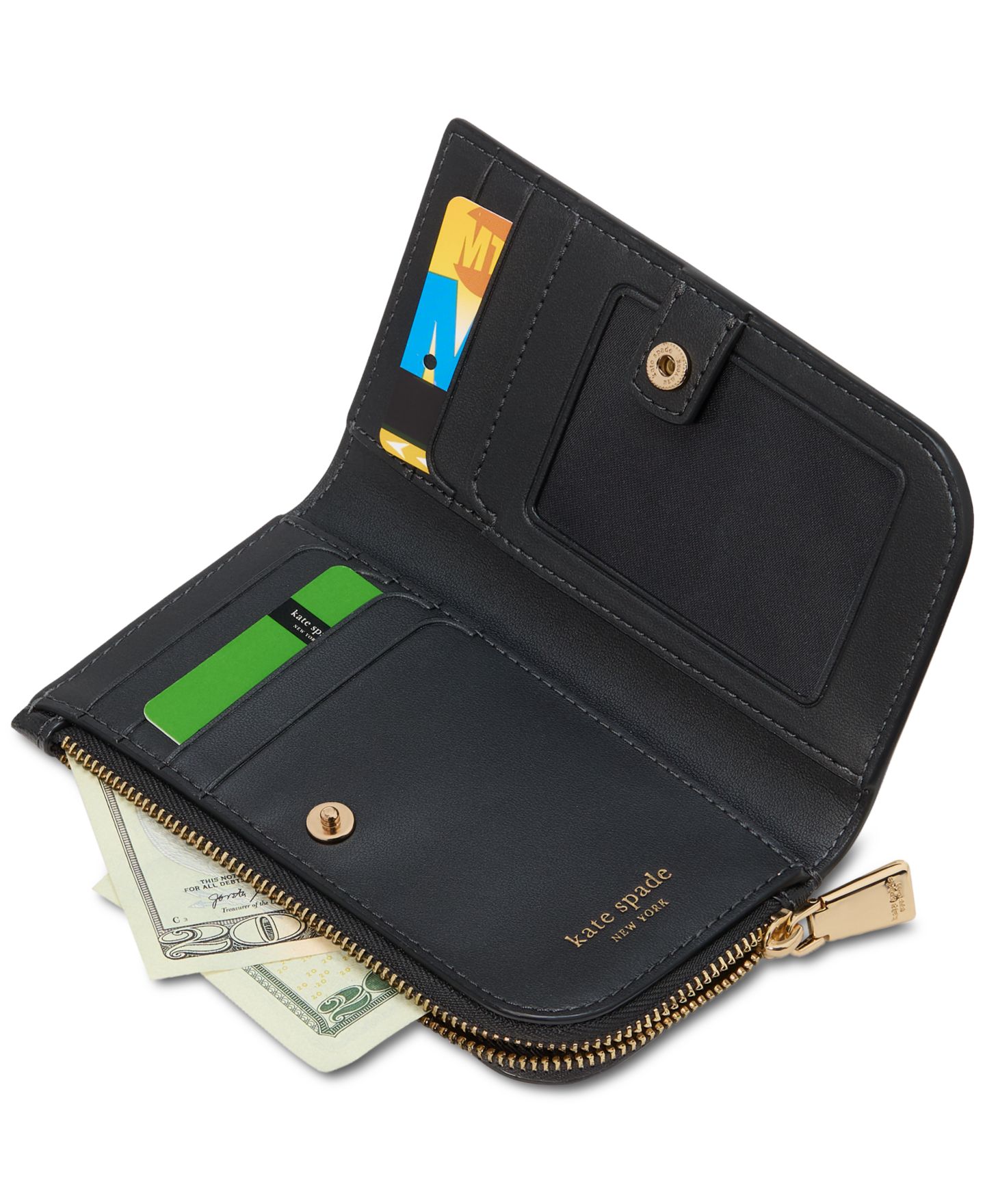 Женский кошелёк kate spade new york Devin Small Saffiano Leather Slim Bifold Wallet, цвет: Чёрный — фото 5