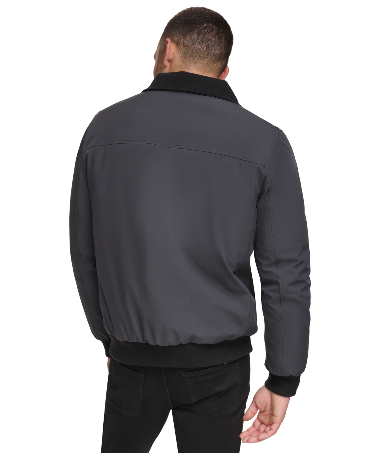 Calvin Klein Water Resistant Flextech Stretch Bomber Jacket In Iron