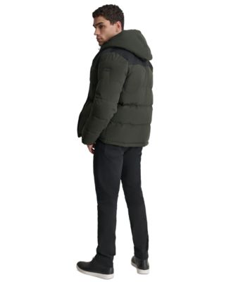 Men's Mixed-Media Puffer Coat, Created for Macy's 