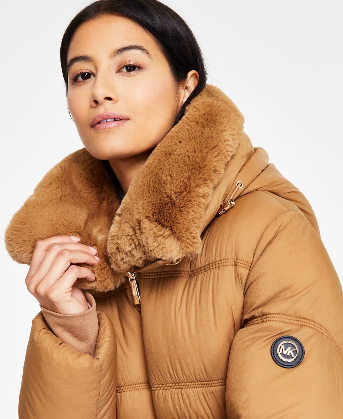 Michael michael kors faux shearling collar puffer jacket online