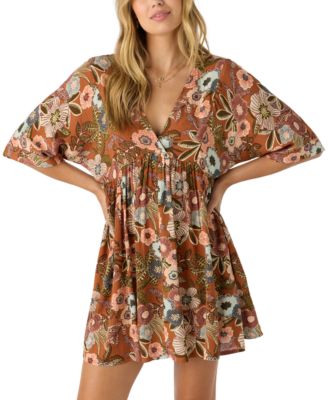 Juniors' Rosemary V-Neck Woven Dolman-Sleeve Mini Dress