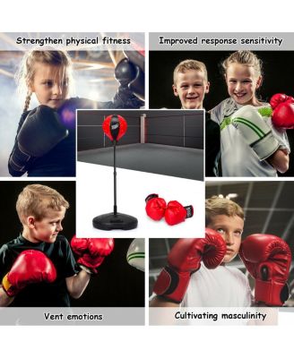 Kids Adjustable Stand Punching Bag Toy Set with Boxing Glove