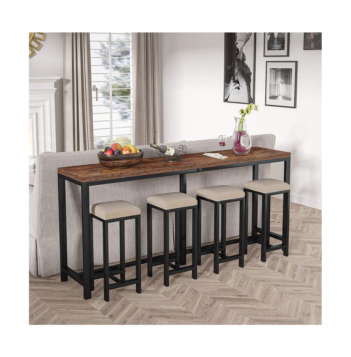Tribesigns 70.9 inch Extra Long Sofa Table, Narrow Console Table Behind Couch, Rustic Entryway Table Industrial Skinny Hallway Table for Living Room