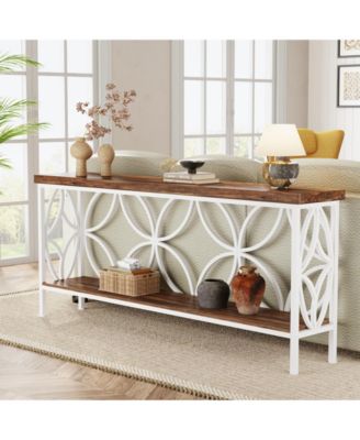 70.9-Inch Narrow Sofa Table, Industrial Long Sofa Table Behind Couch for Entryway, Living Room, Foyer, Unique Design