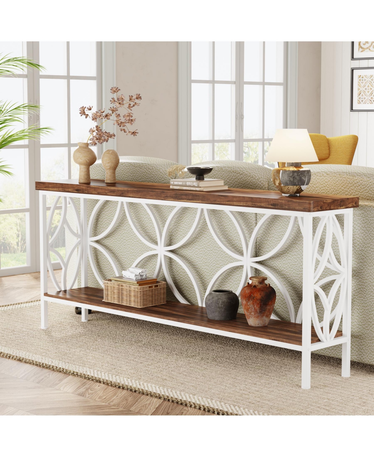 Tribesigns 70.9-Inch Narrow Sofa Table, Industrial Long Entry Console Table with Storage for Entryway, Living Room, Foyer, Unique Design