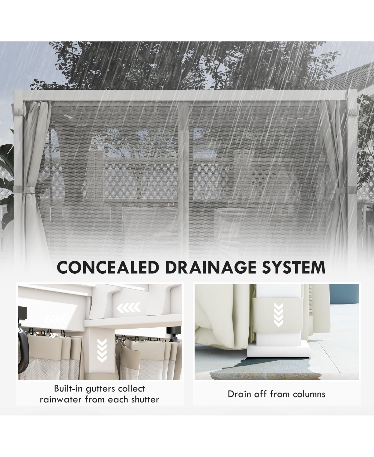 Outsunny 10'x13' Aluminum Pergola with Adjustable Louvered Roof, Natural