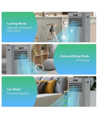 8000BTU 3-in-1 Portable Air Conditioner with Remote Control-Gray