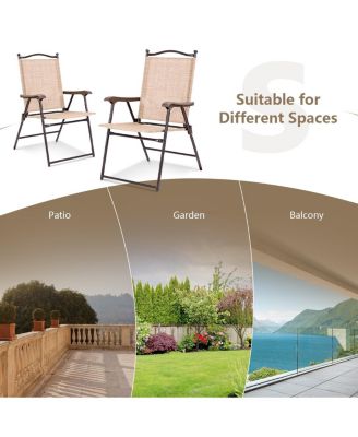 Set of 2 Patio Folding Sling Back Camping Deck Chairs