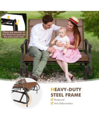 2-Person Patio Glider Bench with High Back and Curved Armrests