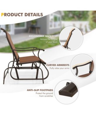 2-Person Patio Glider Bench with High Back and Curved Armrests