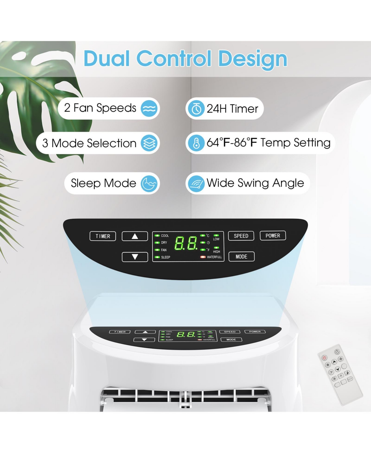 Sugift 8000 Btu Portable Air Conditioner with Sleep Mode and Dehumidifier Function