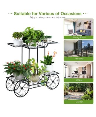 6-Tier Garden Cart Flower Rack Display Decor Pot Plant Holder