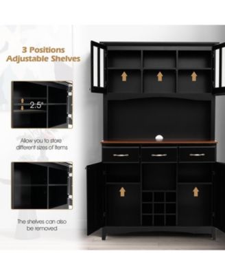 Kitchen Storage Cabinet Cupboard with Wine Rack and Drawers