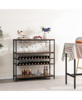 5-tier Wine Rack Table with Glasses Holder