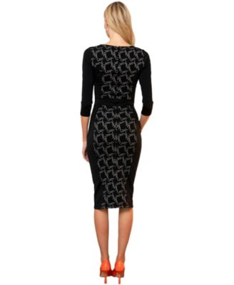 Women's Bodycon Ponte Dress with 3/4 Sleeves