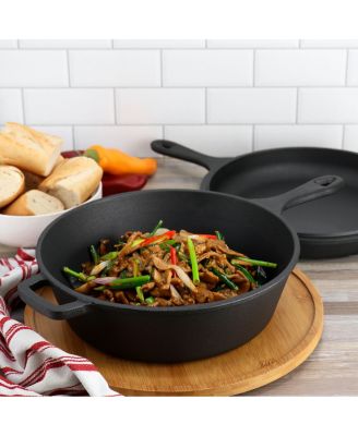 10.5 Inch 2-in-1 Pre-Seasoned Cast Iron Skillet and Fry Pan Set