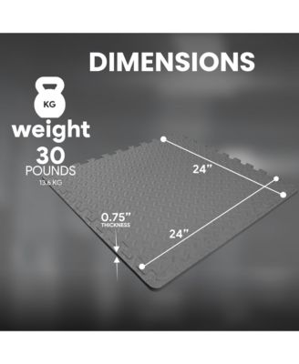 96 Sq Ft Interlocking EVA Foam Exercise Mat Tiles, Gray