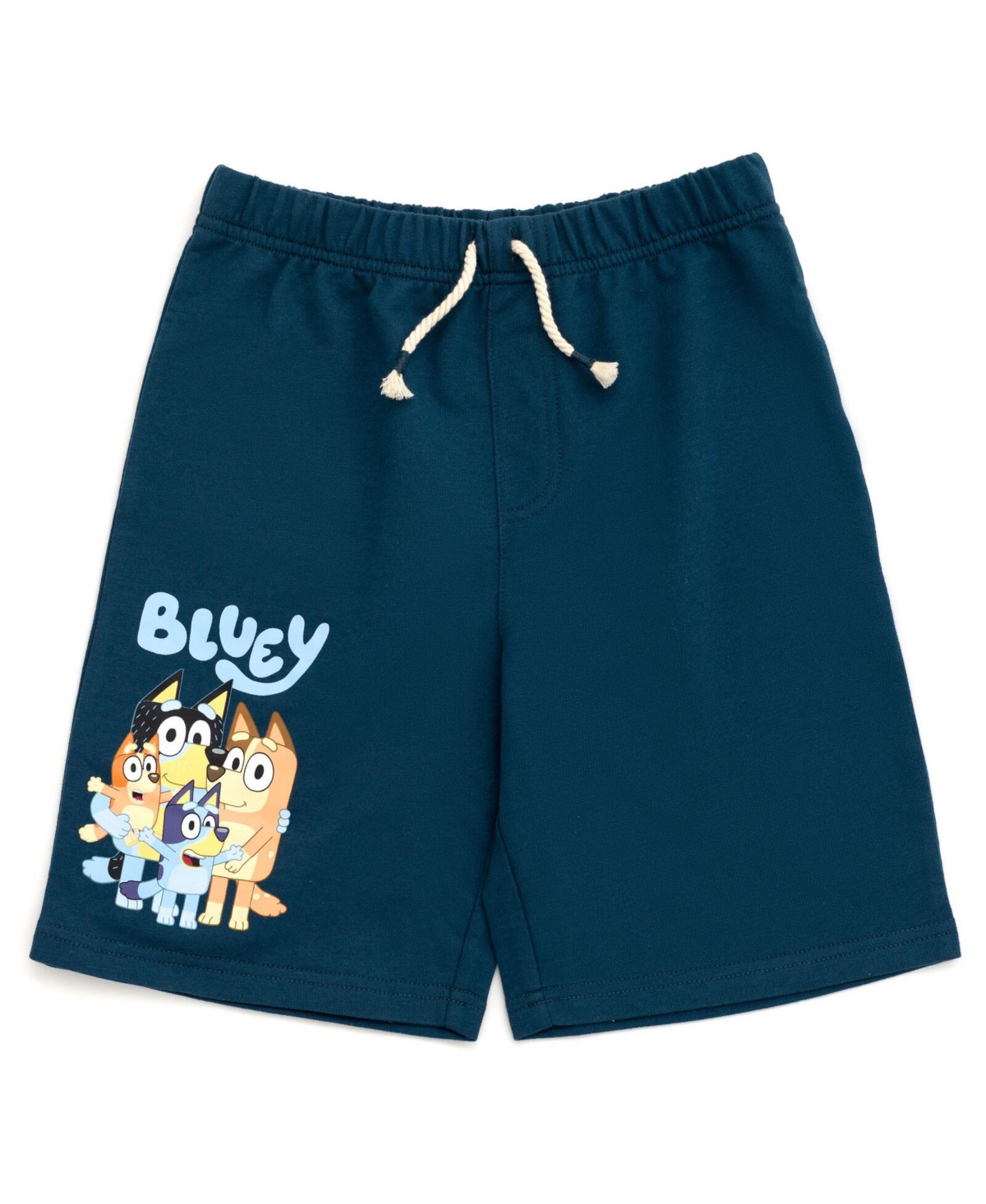Bluey Toddler Boys Drop Shoulder T-Shirt French Terry Shorts and Adjustable Snapback Baseball Cap 3 Piece Outfit Set to - Bluey  family