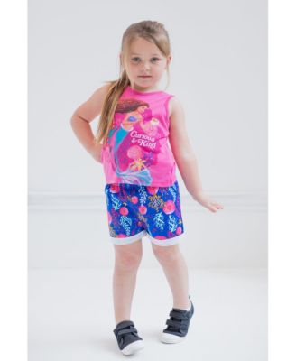 Toddler Girls Princess Ariel Mermaid Live Action Movie Tank Top and Twill Shorts Outfit Set to